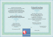 Свидетельство о повышении квалификации